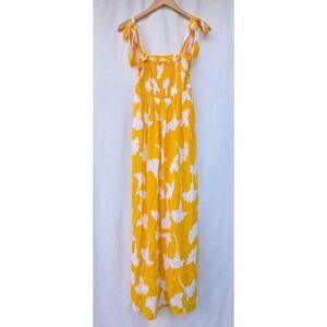 DVF Diane Von Furstenberg Target Smocked Tie Strap Yellow‎ Ginkgo Midi Dress XXS